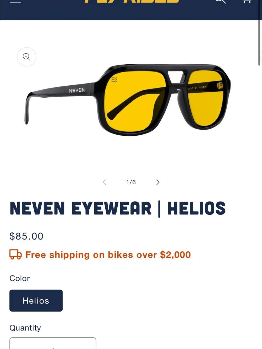 Neven Helios sunglasses yellow lens black frame polarized